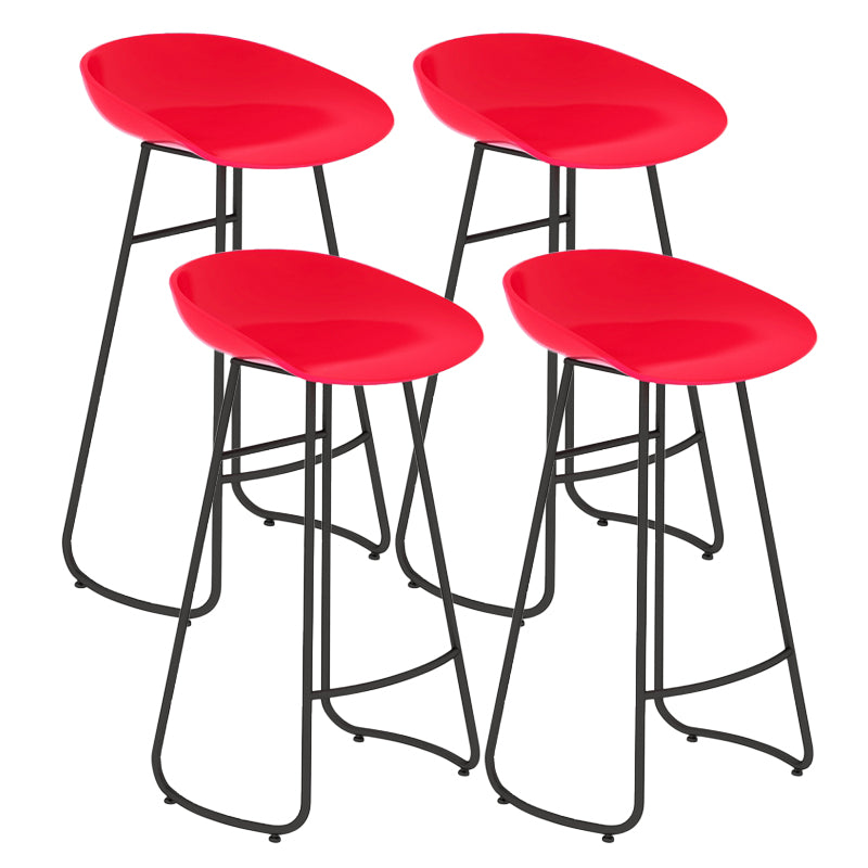 Contemporary Bar Stool Plastic Counter Bar Stool with Metal Legs Red 4 Piece Set Bar Stool(30"H) Clearhalo 'Bar Furniture' 'Bar Stools' 'bar_stools' 'furn' 'furn_bar_stools' 'Furniture' 'furniture_bar_stools' 'Kitchen & Dining Furniture' 5302511