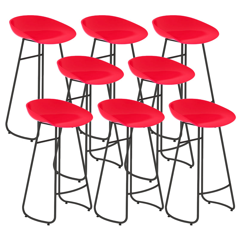 Contemporary Bar Stool Plastic Counter Bar Stool with Metal Legs Red 8 Piece Set Bar Stool(30"H) Clearhalo 'Bar Furniture' 'Bar Stools' 'bar_stools' 'furn' 'furn_bar_stools' 'Furniture' 'furniture_bar_stools' 'Kitchen & Dining Furniture' 5302512