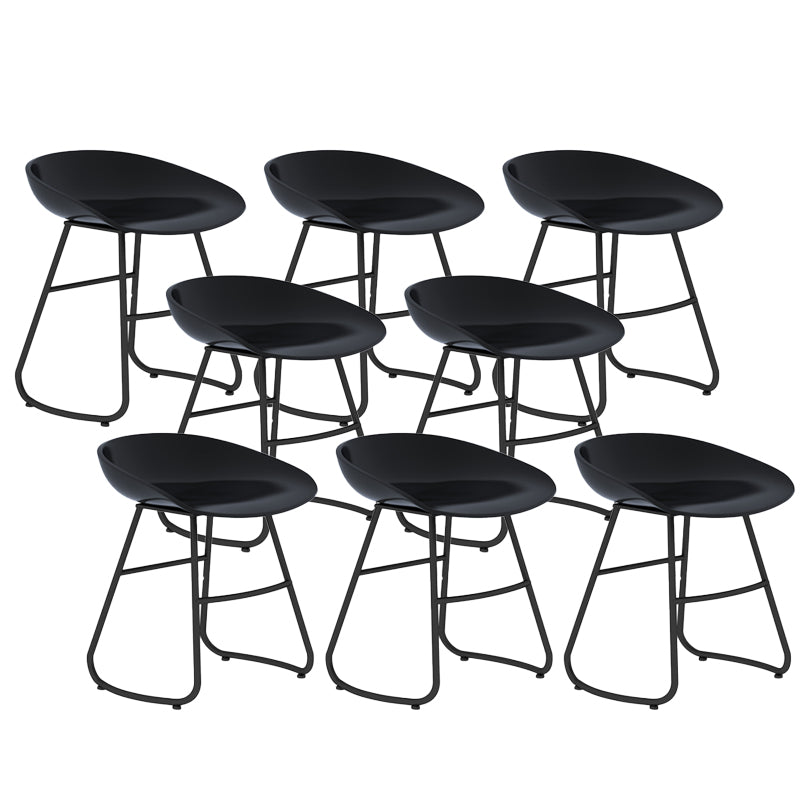 Contemporary Bar Stool Plastic Counter Bar Stool with Metal Legs Black 8 Piece Set Short Stool(18"H) Clearhalo 'Bar Furniture' 'Bar Stools' 'bar_stools' 'furn' 'furn_bar_stools' 'Furniture' 'furniture_bar_stools' 'Kitchen & Dining Furniture' 5302514