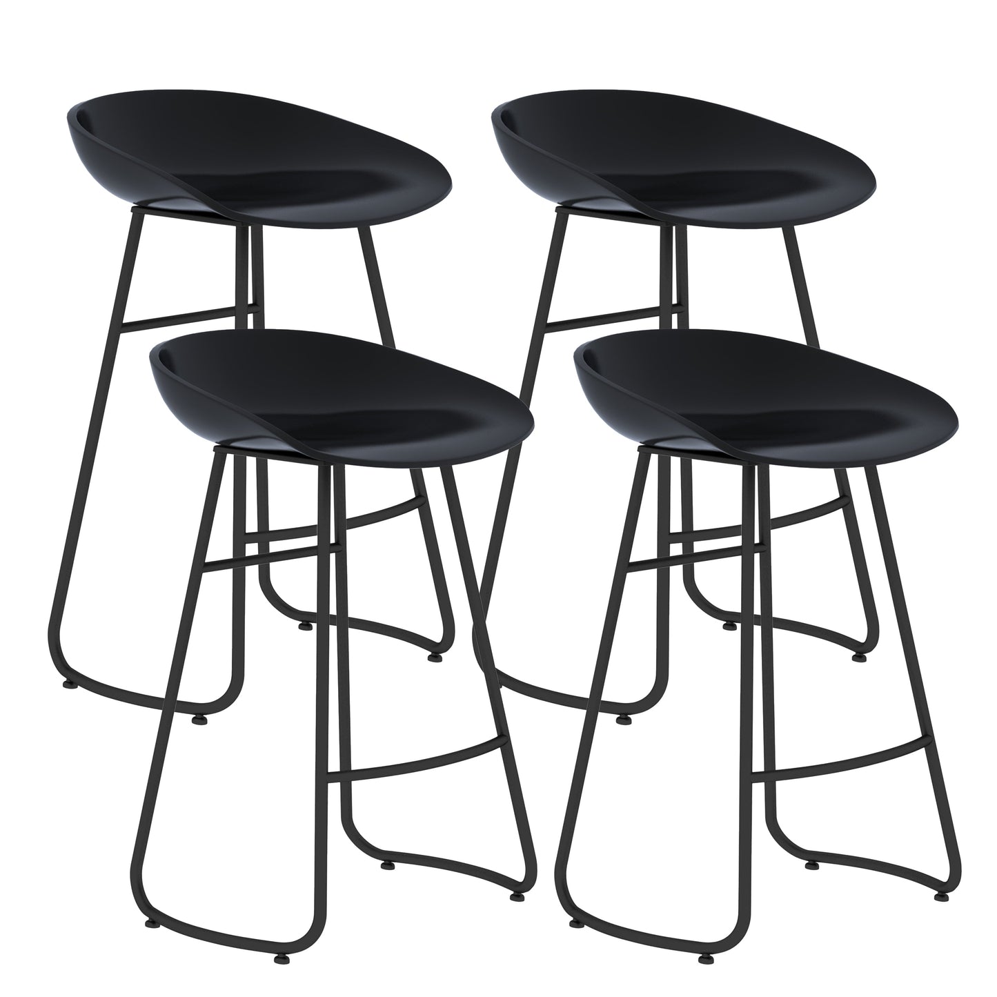 Contemporary Bar Stool Plastic Counter Bar Stool with Metal Legs Black 4 Piece Set Counter Stool(26"H) Clearhalo 'Bar Furniture' 'Bar Stools' 'bar_stools' 'furn' 'furn_bar_stools' 'Furniture' 'furniture_bar_stools' 'Kitchen & Dining Furniture' 5302515