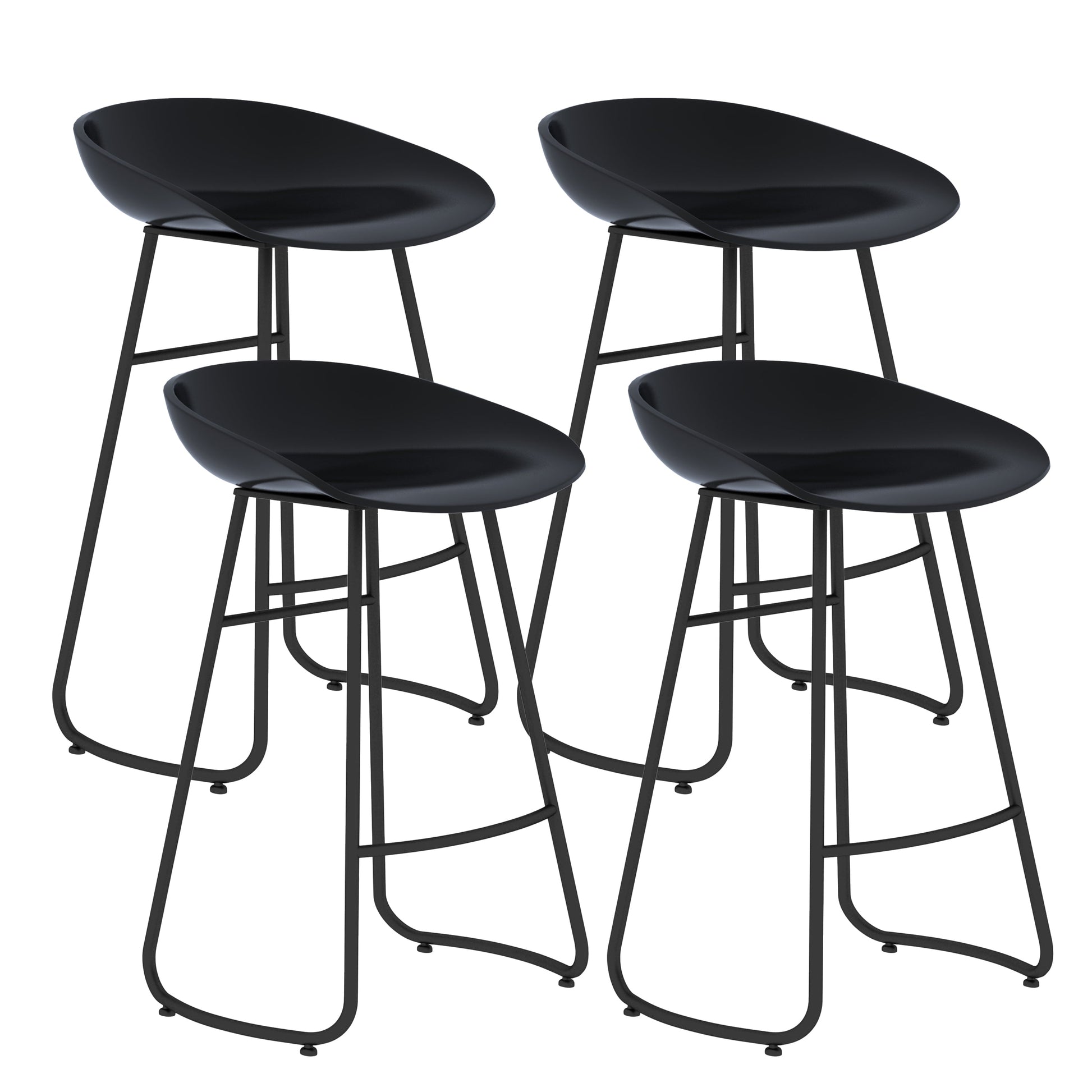 Contemporary Bar Stool Plastic Counter Bar Stool with Metal Legs Black 4 Piece Set Counter Stool(26"H) Clearhalo 'Bar Furniture' 'Bar Stools' 'bar_stools' 'furn' 'furn_bar_stools' 'Furniture' 'furniture_bar_stools' 'Kitchen & Dining Furniture' 5302515