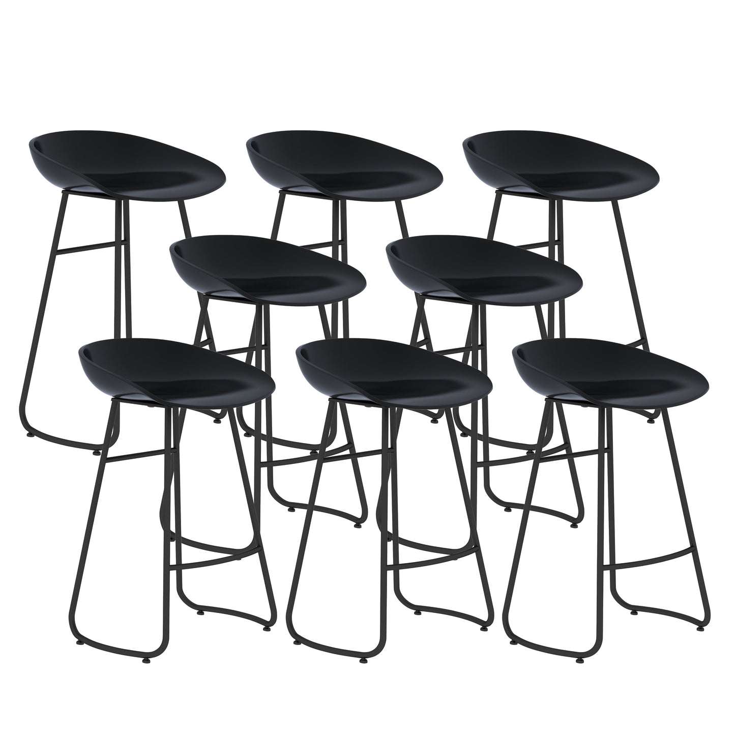 Contemporary Bar Stool Plastic Counter Bar Stool with Metal Legs Black 8 Piece Set Counter Stool(26"H) Clearhalo 'Bar Furniture' 'Bar Stools' 'bar_stools' 'furn' 'furn_bar_stools' 'Furniture' 'furniture_bar_stools' 'Kitchen & Dining Furniture' 5302516