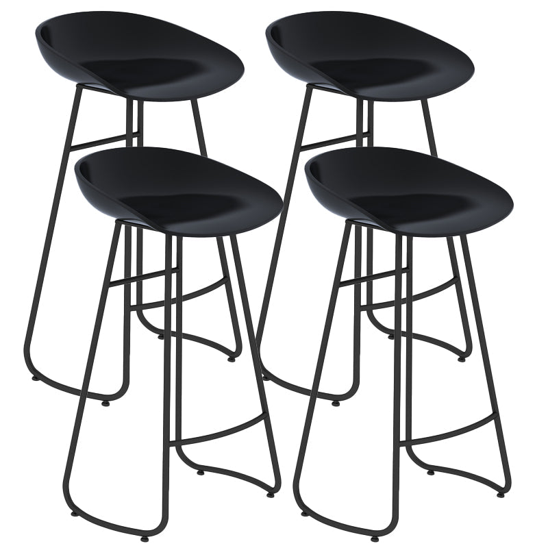 Contemporary Bar Stool Plastic Counter Bar Stool with Metal Legs Black 4 Piece Set Bar Stool(30"H) Clearhalo 'Bar Furniture' 'Bar Stools' 'bar_stools' 'furn' 'furn_bar_stools' 'Furniture' 'furniture_bar_stools' 'Kitchen & Dining Furniture' 5302517