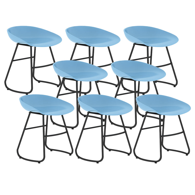 Contemporary Bar Stool Plastic Counter Bar Stool with Metal Legs Blue 8 Piece Set Short Stool(18"H) Clearhalo 'Bar Furniture' 'Bar Stools' 'bar_stools' 'furn' 'furn_bar_stools' 'Furniture' 'furniture_bar_stools' 'Kitchen & Dining Furniture' 5302520