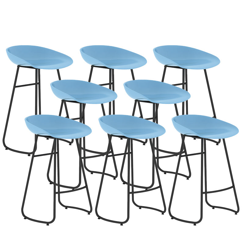 Contemporary Bar Stool Plastic Counter Bar Stool with Metal Legs Blue 8 Piece Set Counter Stool(26"H) Clearhalo 'Bar Furniture' 'Bar Stools' 'bar_stools' 'furn' 'furn_bar_stools' 'Furniture' 'furniture_bar_stools' 'Kitchen & Dining Furniture' 5302522