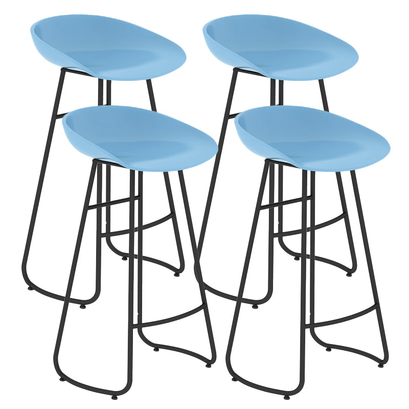 Contemporary Bar Stool Plastic Counter Bar Stool with Metal Legs Blue 4 Piece Set Bar Stool(30"H) Clearhalo 'Bar Furniture' 'Bar Stools' 'bar_stools' 'furn' 'furn_bar_stools' 'Furniture' 'furniture_bar_stools' 'Kitchen & Dining Furniture' 5302523