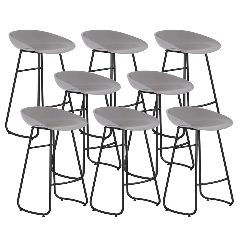 Contemporary Bar Stool Plastic Counter Bar Stool with Metal Legs Grey 8 Piece Set Counter Stool(26"H) Clearhalo 'Bar Furniture' 'Bar Stools' 'bar_stools' 'furn' 'furn_bar_stools' 'Furniture' 'furniture_bar_stools' 'Kitchen & Dining Furniture' 5302528