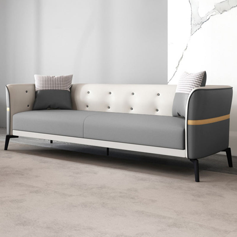 Nordic Faux Leather Waterproof Sofa Tight Back Sette for Apartment 69"L x 28"W x 26"H Grey Clearhalo 'furn' 'furn_sofas' 'Furniture' 'Living Room Furniture' 'Sofa' 'sofas' 5302540