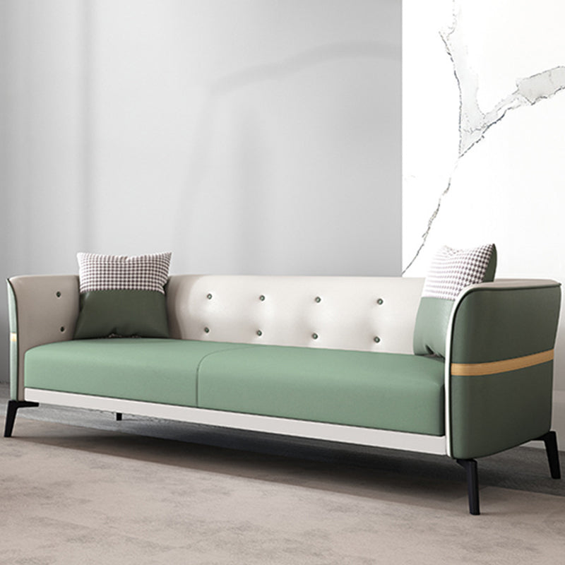 Nordic Faux Leather Waterproof Sofa Tight Back Sette for Apartment Green Clearhalo 'furn' 'furn_sofas' 'Furniture' 'Living Room Furniture' 'Sofa' 'sofas' 5302541