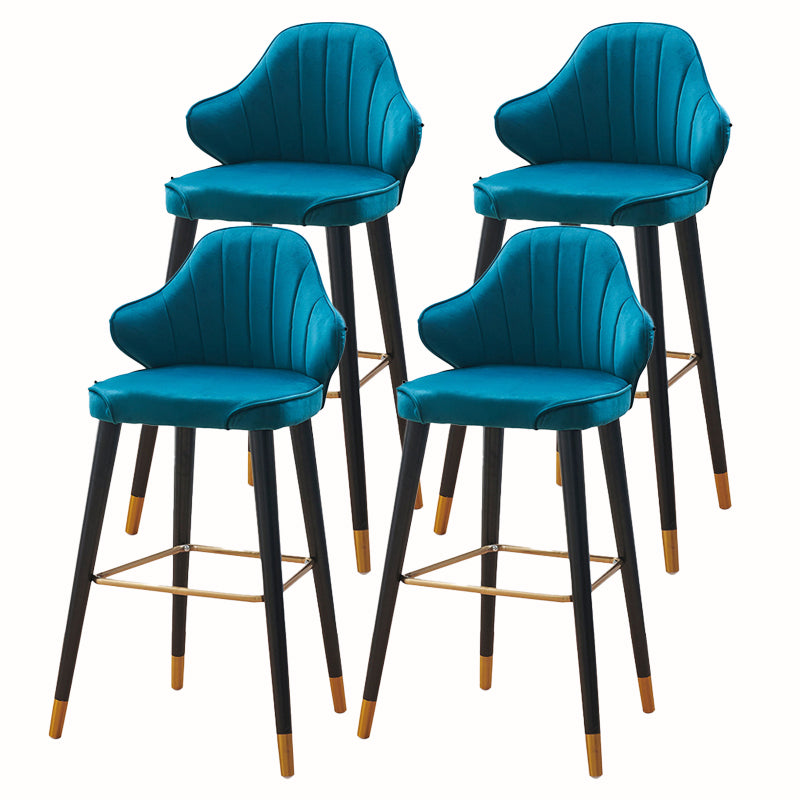 Glam Upholstered Counter Height Stool Adjustable Height Bar Stool Blue 4 Piece Set Clearhalo 'Bar Furniture' 'Bar Stools' 'bar_stools' 'furn' 'furn_bar_stools' 'Furniture' 'Kitchen & Dining Furniture' 5302680
