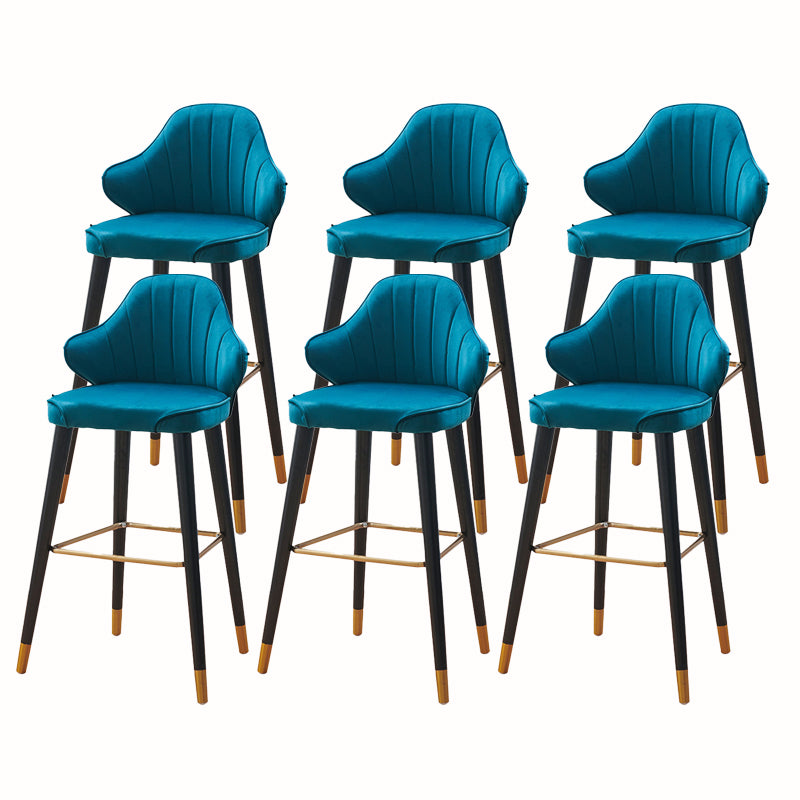 Glam Upholstered Counter Height Stool Adjustable Height Bar Stool Blue 6 Piece Set Clearhalo 'Bar Furniture' 'Bar Stools' 'bar_stools' 'furn' 'furn_bar_stools' 'Furniture' 'Kitchen & Dining Furniture' 5302682