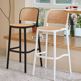 Modern Backrest Armless Counter Stool Plastic Hight Stool with 4 Legs