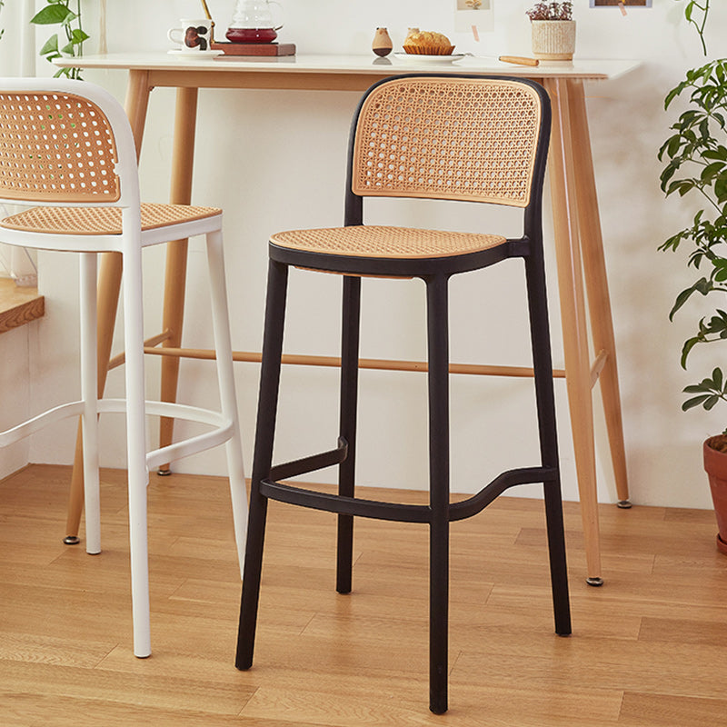 Modern Backrest Armless Counter Stool Plastic Hight Stool with 4 Legs