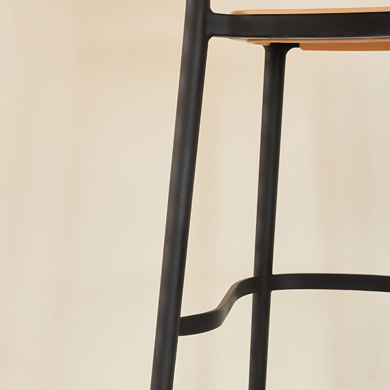 Modern Backrest Armless Counter Stool Plastic Hight Stool with 4 Legs