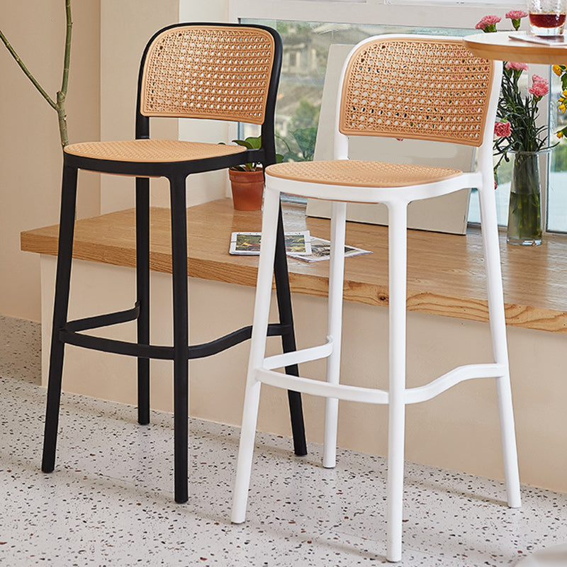 Modern Backrest Armless Counter Stool Plastic Hight Stool with 4 Legs
