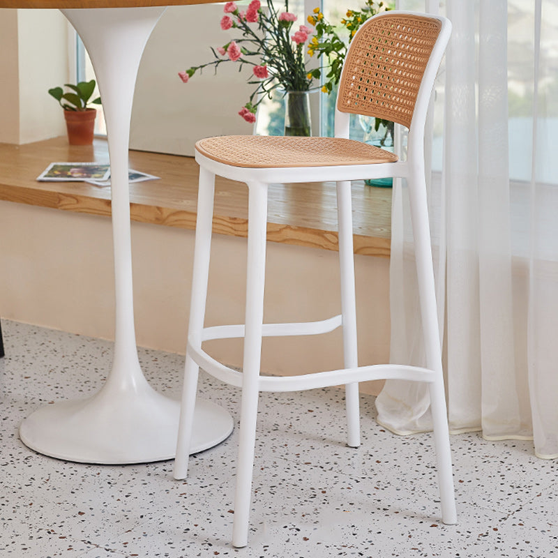 Modern Backrest Armless Counter Stool Plastic Hight Stool with 4 Legs