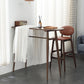 Table de table de bar en bois en chêne moderne 1/2 pièces comptoir en bois avec tabourets en cuir