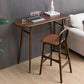 Table de table de bar en bois en chêne moderne 1/2 pièces comptoir en bois avec tabourets en cuir