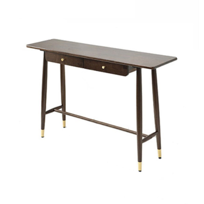 Table de table de bar en bois en chêne moderne 1/2 pièces comptoir en bois avec tabourets en cuir