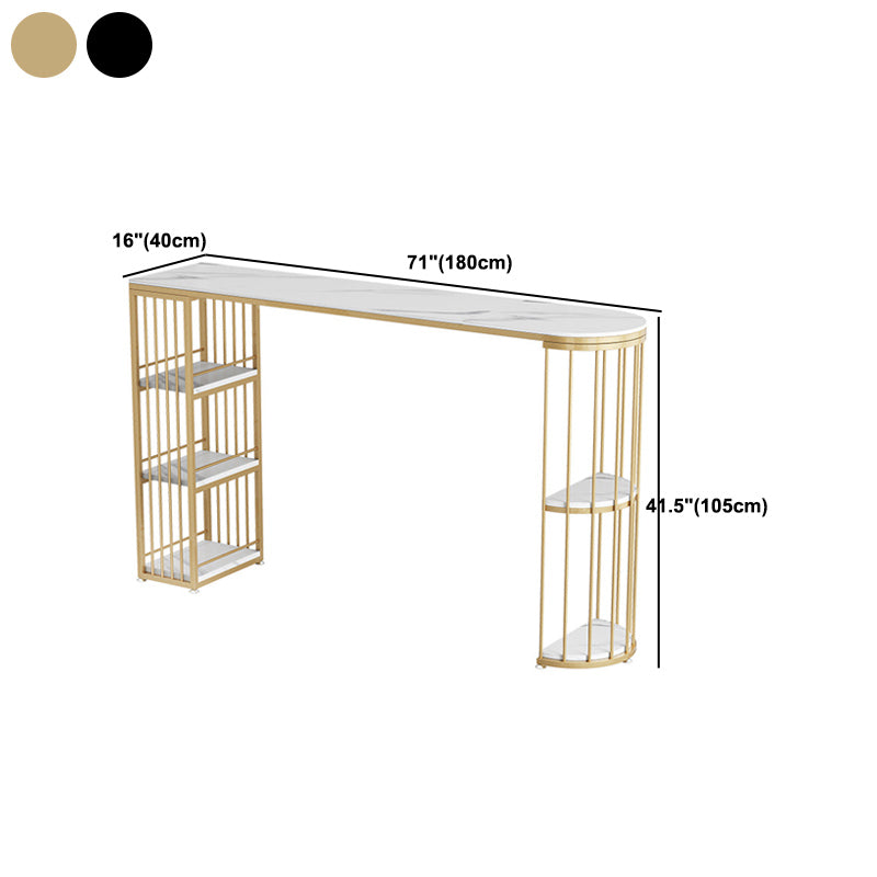 1/3 pièces Glam Glam Bar Table Set White Stone Top Bistro Set avec étagère