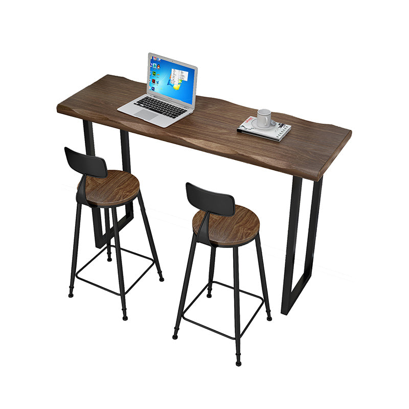 Industriel 1/3 pièces Table de barre de barre Rectangle Table de comptoir en bois de pin avec tabourets hauts
