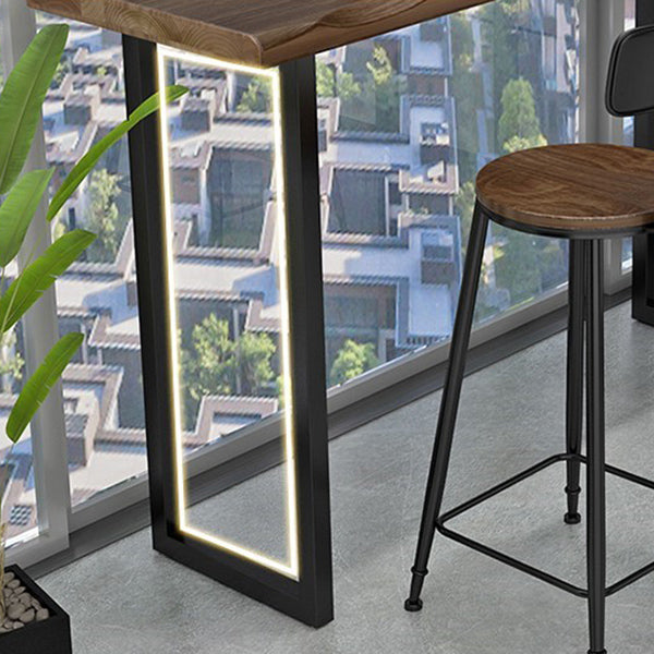 Industriel 1/3 pièces Table de barre de barre Rectangle Table de comptoir en bois de pin avec tabourets hauts