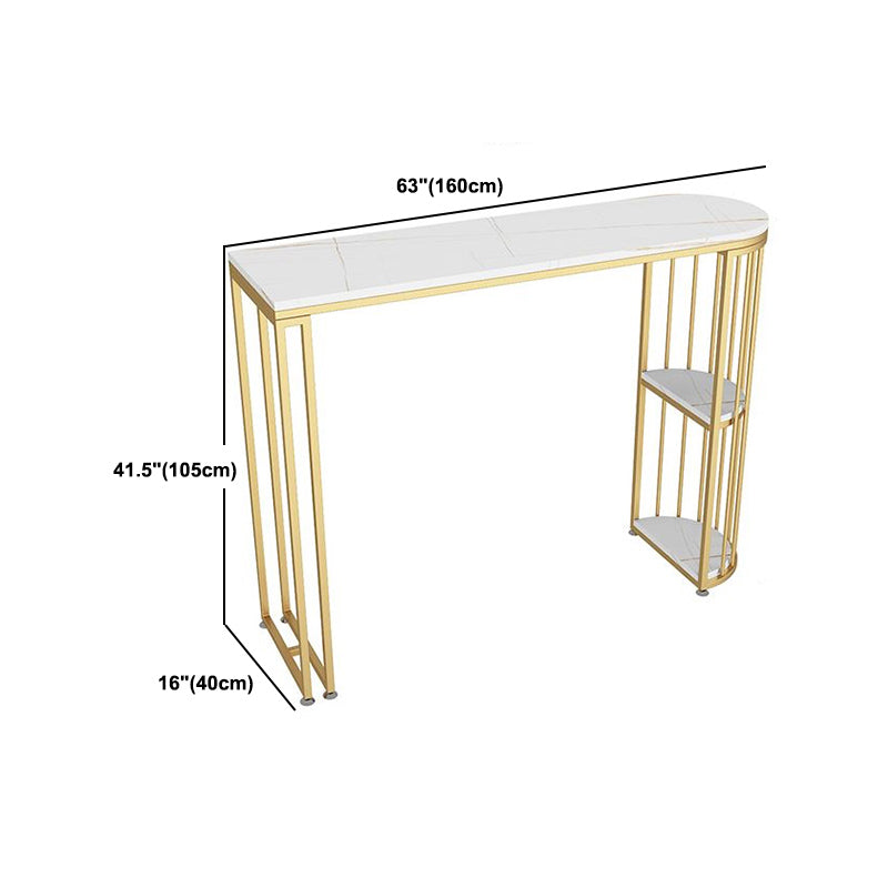 1/3 pièces Glam Gold Iron Bar Table Set White Stone Top Bistro Set avec étagère