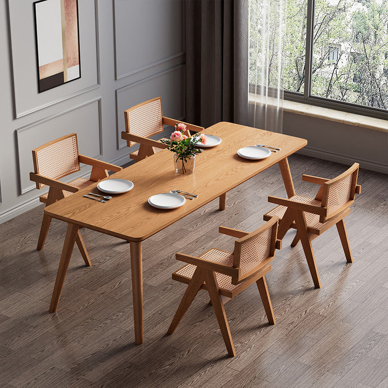 Modern 1/4/5/7 Pieces Dining Set Rectangle Pine Wood Dining Table for Dining Room Kitchen 5 Pieces: Table, 4 Wood Chairs Clearhalo 'Dining Room Sets' 'Dining Tables & Seating' 'dining_room_set' 'furn' 'furn_dining_room_set' 'Furniture' 'Kitchen & Dining Furniture' 5303112