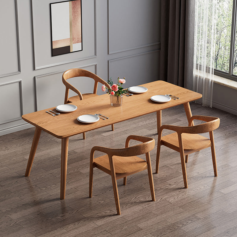 Modern 1/4/5/7 Pieces Dining Set Rectangle Pine Wood Dining Table for Dining Room Kitchen 4 Pieces: Table, 3 Brown Chairs Clearhalo 'Dining Room Sets' 'Dining Tables & Seating' 'dining_room_set' 'furn' 'furn_dining_room_set' 'Furniture' 'Kitchen & Dining Furniture' 5303116
