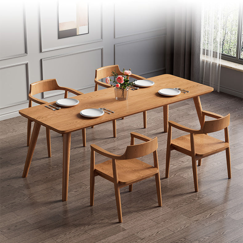 Modern 1/4/5/7 Pieces Dining Set Rectangle Pine Wood Dining Table for Dining Room Kitchen 5 Pieces: Table, 4 Light Brown Chairs Clearhalo 'Dining Room Sets' 'Dining Tables & Seating' 'dining_room_set' 'furn' 'furn_dining_room_set' 'Furniture' 'Kitchen & Dining Furniture' 5303117