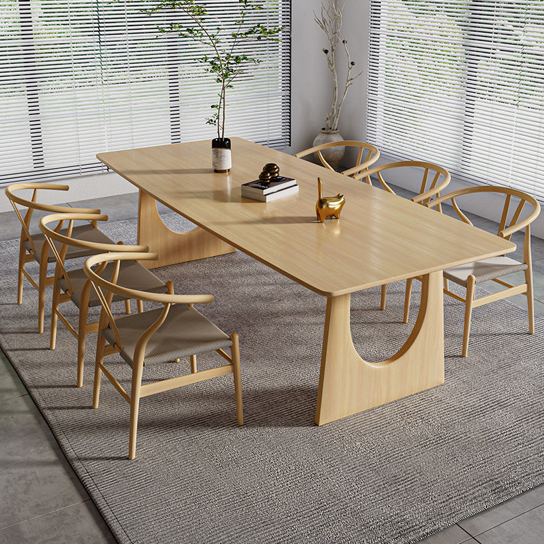 Modern 1/7 Pieces Dining Set Rectangle Pine Wood Dining Table for Dining Room 7 Pieces: Table, 6 Grey Chairs Clearhalo 'Dining Room Sets' 'Dining Tables & Seating' 'dining_room_set' 'furn' 'furn_dining_room_set' 'Furniture' 'Kitchen & Dining Furniture' 5303170