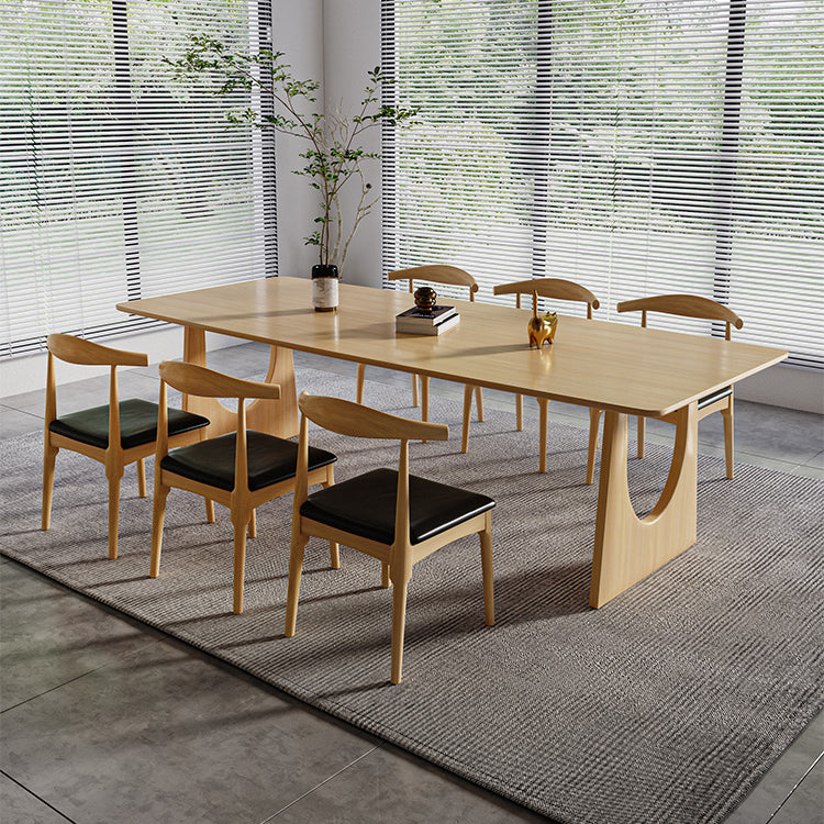 Modern 1/7 Pieces Dining Set Rectangle Pine Wood Dining Table for Dining Room 7 Pieces: Table, 6 Black Chairs Clearhalo 'Dining Room Sets' 'Dining Tables & Seating' 'dining_room_set' 'furn' 'furn_dining_room_set' 'Furniture' 'Kitchen & Dining Furniture' 5303175