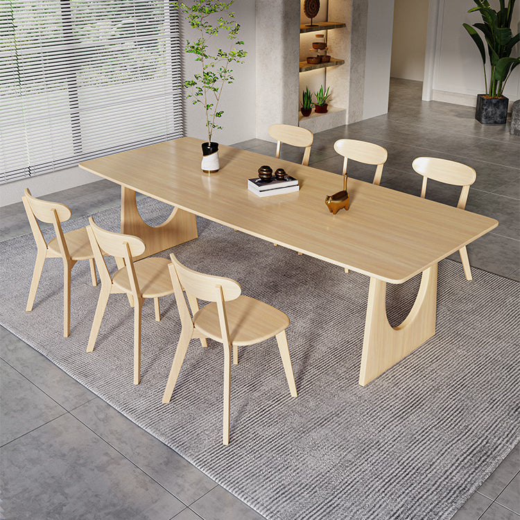 Modern 1/7 Pieces Dining Set Rectangle Pine Wood Dining Table for Dining Room 7 Pieces: Table, 6 Wood Chairs Clearhalo 'Dining Room Sets' 'Dining Tables & Seating' 'dining_room_set' 'furn' 'furn_dining_room_set' 'Furniture' 'Kitchen & Dining Furniture' 5303176