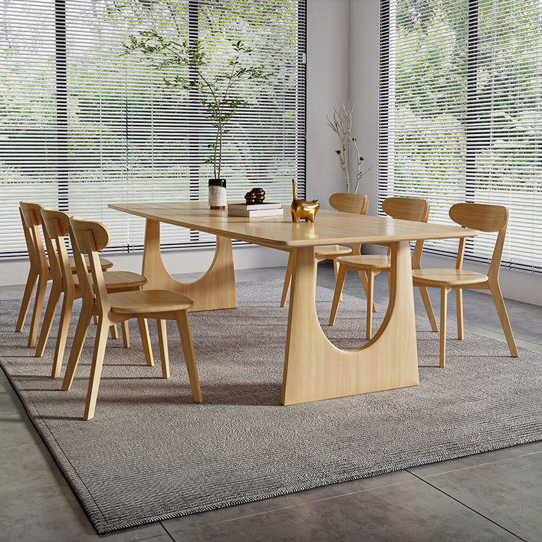 Modern 1/7 Pieces Dining Set Rectangle Pine Wood Dining Table for Dining Room Clearhalo 'Dining Room Sets' 'Dining Tables & Seating' 'dining_room_set' 'furn' 'furn_dining_room_set' 'Furniture' 'Kitchen & Dining Furniture' 5303182