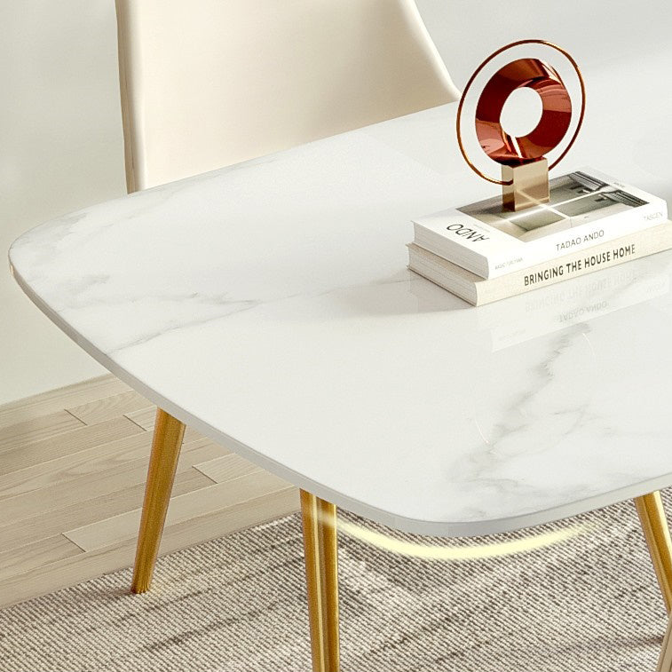Nordic Glam Sintered Stone Dining Rectangle Table Set 1/4/5/6/7 Pieces Dining Set Clearhalo 'Dining Room Sets' 'Dining Tables & Seating' 'dining_room_set' 'furn' 'furn_dining_room_set' 'Furniture' 'Kitchen & Dining Furniture' 5303204