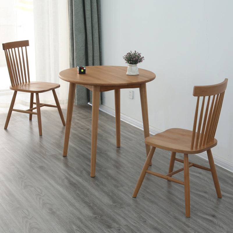 Round Dining Table Natural Contemporary Style Solid Wood Dinner Table for Home Kitchen