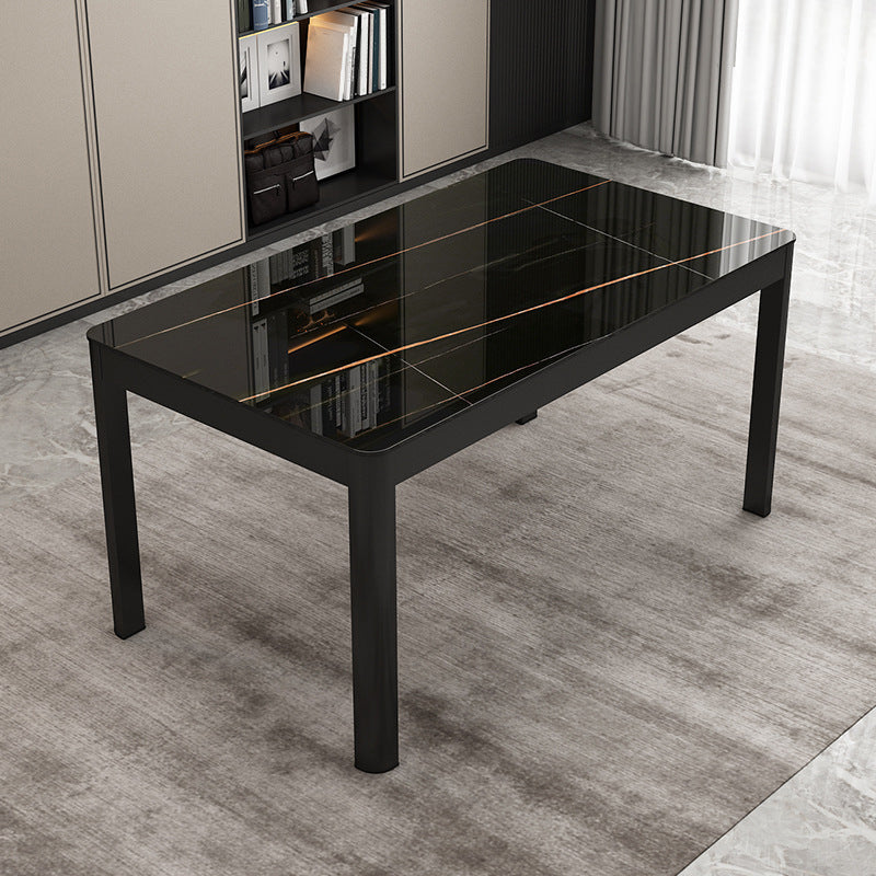 Modern Black in Glass Counter Table Rectangle Dining Table for Kitchen Black https: res.litfad.com site img item 2022 07 1200x1200.jpg Without Chairs Clearhalo 'Dining Tables & Seating' 'Dining Tables' 'dining_table' 'furn' 'furn_dining_table' 'Furniture' 'Kitchen & Dining Furniture' 5303415