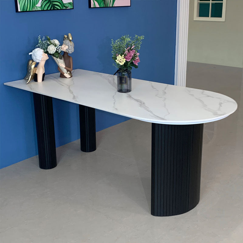 大理石の白いダイニングテーブルシンプルさ3脚のテーブルダイニングルーム用
