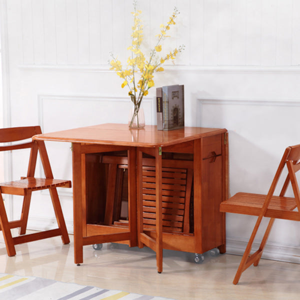 Mid-Century Dining Site Table Rubberwood Solid Wood Folding Dining Table (only Table)