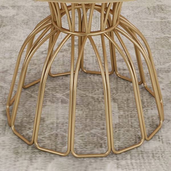 Mesa de comedor blanca redonda de mesa de lujo tradicional con marco de oro