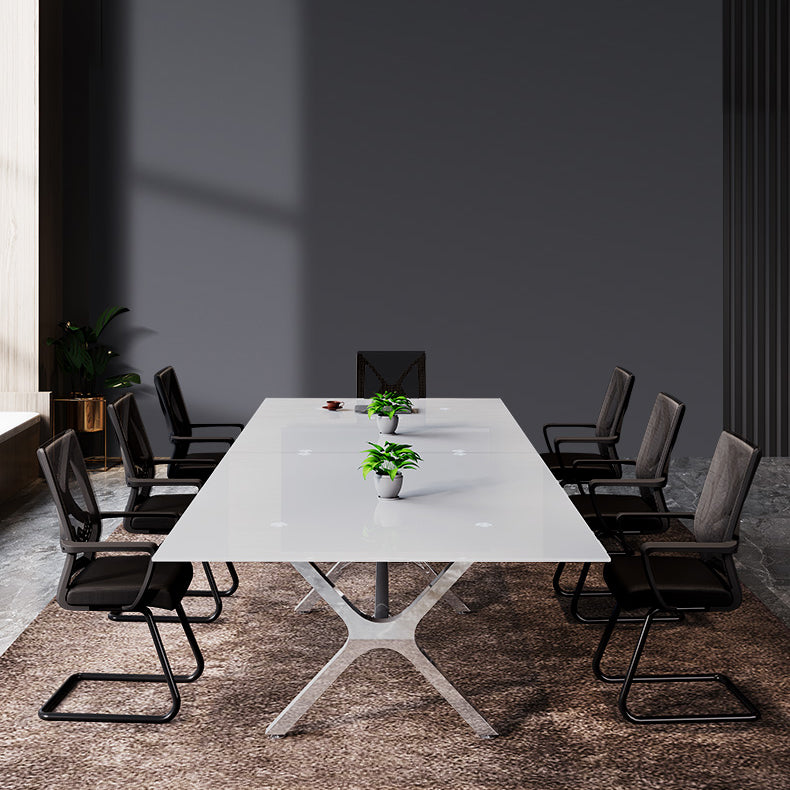 Tavolo da pranzo rettangolare contemporaneo in acciaio tavolo da pranzo in vetro per sala da pranzo