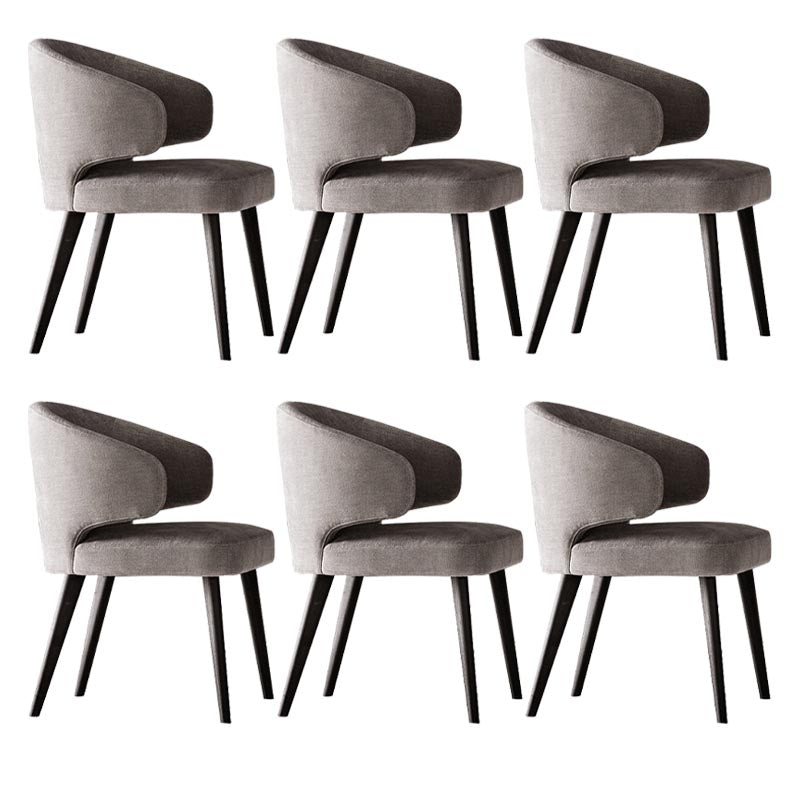 Contemporary Steel Dining Arm Chair Wingback Side Furniture Single in Matte Finish Grey 6 Piece Set Clearhalo 'Dining Chairs' 'Dining Tables & Seating' 'dining_chair' 'furn' 'furn_dining_chair' 'Furniture' 'Kitchen & Dining Furniture' 5303538