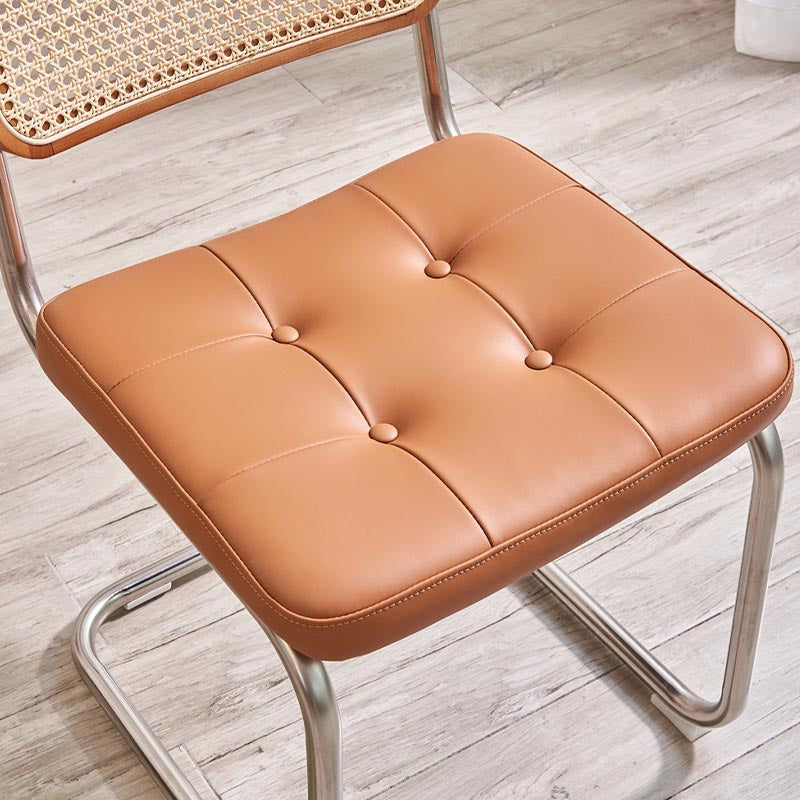 Cane Back Dining Chair Contemporary Side Chair with Silver Leg Clearhalo 'Dining Chairs' 'Dining Tables & Seating' 'dining_chair' 'furn' 'furn_dining_chair' 'Furniture' 'Kitchen & Dining Furniture' 5303570