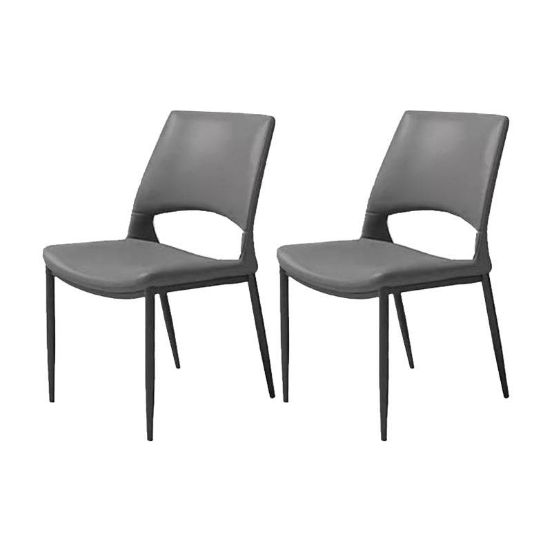 Armless Dining Chairs Contemporary Open Back Dining Side Upholstered Furniture Dark Gray 2 Piece Set Clearhalo 'Dining Chairs' 'Dining Tables & Seating' 'dining_chair' 'furn' 'furn_dining_chair' 'Furniture' 'Kitchen & Dining Furniture' 5303598