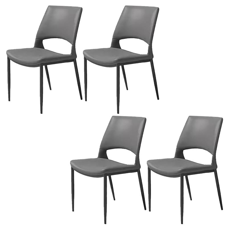 Armless Dining Chairs Contemporary Open Back Dining Side Upholstered Furniture Dark Gray 4 Piece Set Clearhalo 'Dining Chairs' 'Dining Tables & Seating' 'dining_chair' 'furn' 'furn_dining_chair' 'Furniture' 'Kitchen & Dining Furniture' 5303601