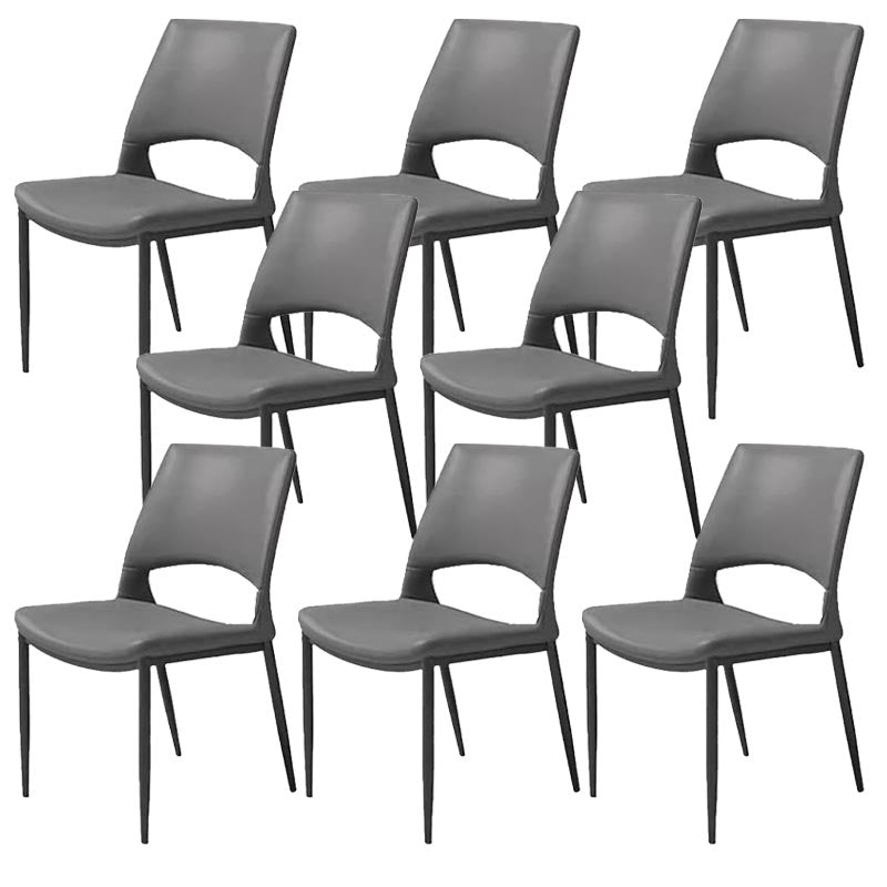 Armless Dining Chairs Contemporary Open Back Dining Side Upholstered Furniture Dark Gray 8 Piece Set Clearhalo 'Dining Chairs' 'Dining Tables & Seating' 'dining_chair' 'furn' 'furn_dining_chair' 'Furniture' 'Kitchen & Dining Furniture' 5303605
