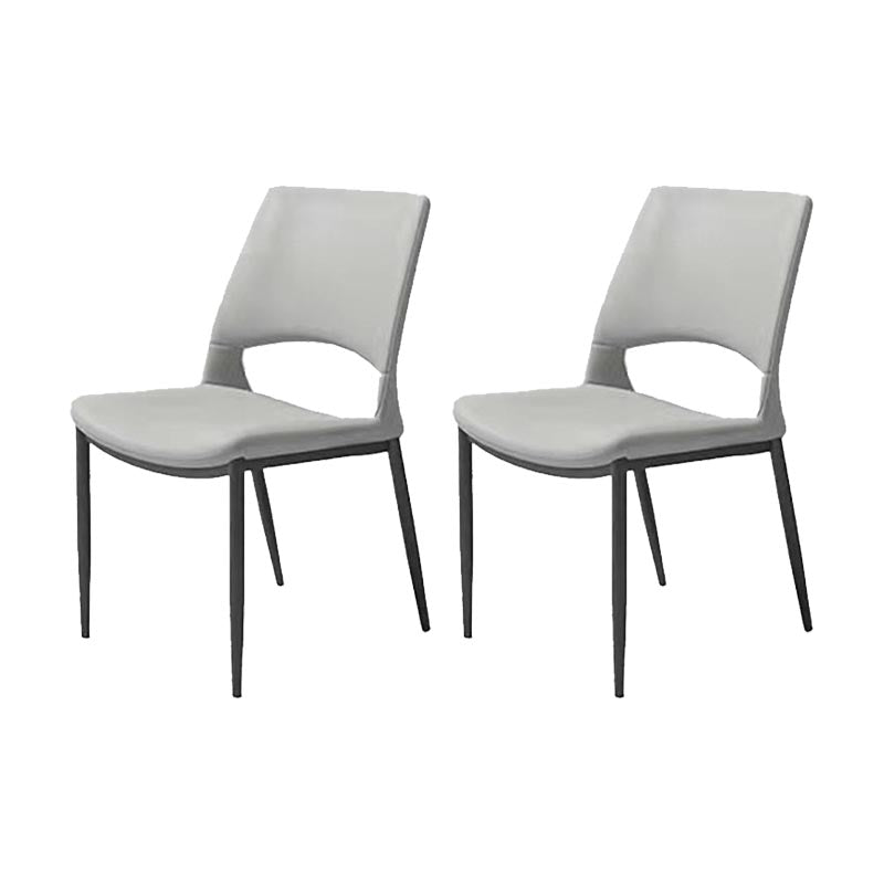 Armless Dining Chairs Contemporary Open Back Dining Side Upholstered Furniture Light Gray 2 Piece Set Clearhalo 'Dining Chairs' 'Dining Tables & Seating' 'dining_chair' 'furn' 'furn_dining_chair' 'Furniture' 'Kitchen & Dining Furniture' 5303608