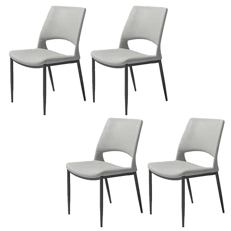 Armless Dining Chairs Contemporary Open Back Dining Side Upholstered Furniture Light Gray 4 Piece Set Clearhalo 'Dining Chairs' 'Dining Tables & Seating' 'dining_chair' 'furn' 'furn_dining_chair' 'Furniture' 'Kitchen & Dining Furniture' 5303609