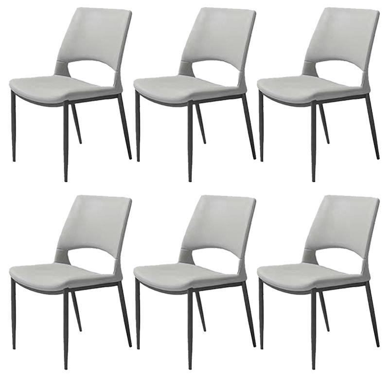 Armless Dining Chairs Contemporary Open Back Dining Side Upholstered Furniture Light Gray 6 Piece Set Clearhalo 'Dining Chairs' 'Dining Tables & Seating' 'dining_chair' 'furn' 'furn_dining_chair' 'Furniture' 'Kitchen & Dining Furniture' 5303610