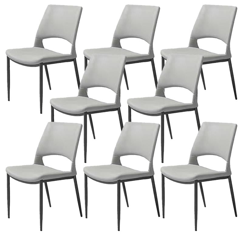Armless Dining Chairs Contemporary Open Back Dining Side Upholstered Furniture Light Gray 8 Piece Set Clearhalo 'Dining Chairs' 'Dining Tables & Seating' 'dining_chair' 'furn' 'furn_dining_chair' 'Furniture' 'Kitchen & Dining Furniture' 5303611
